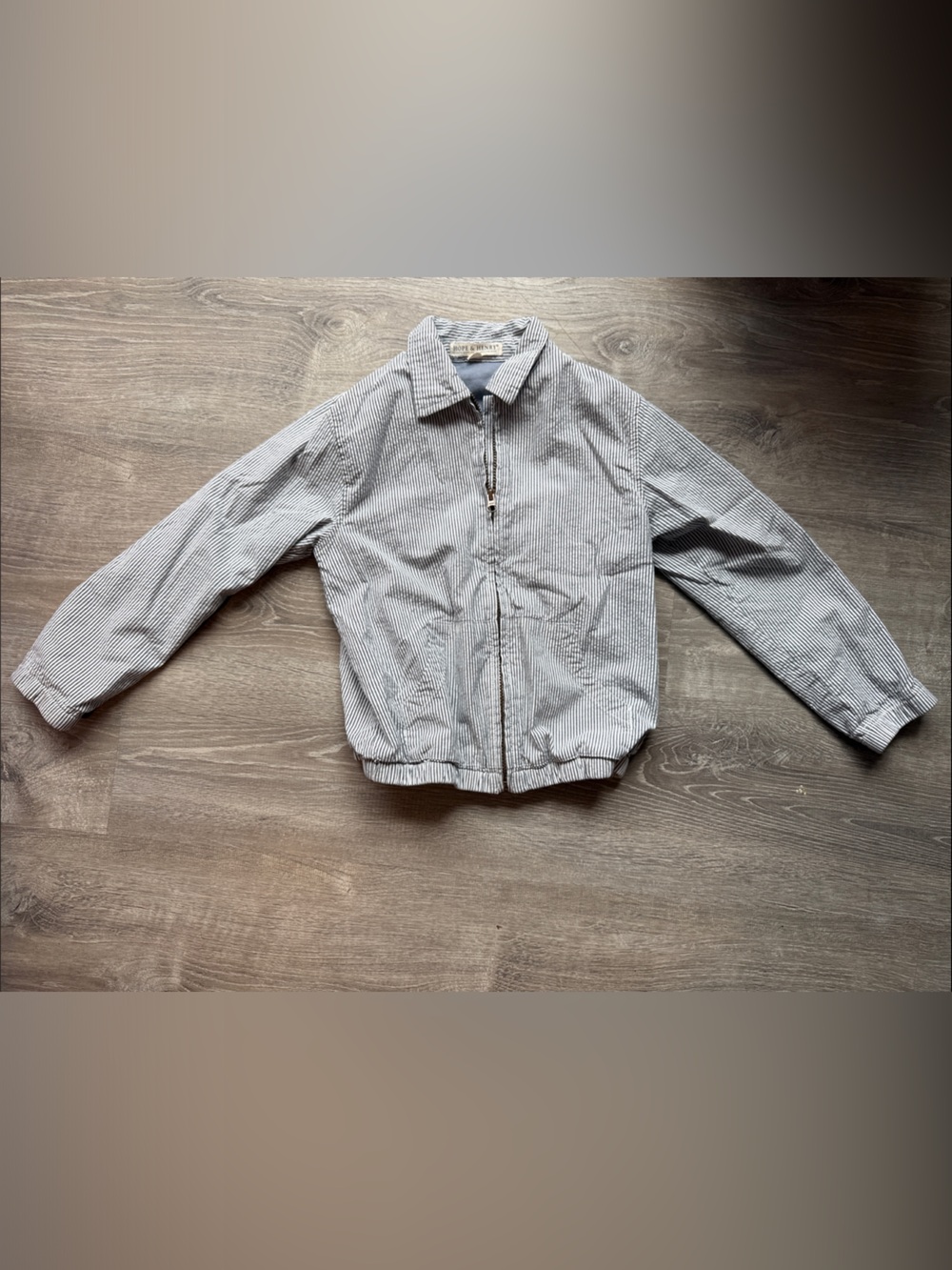 Kids Zip-Front Jean-Style Jacket - Blue & White Stripe